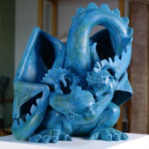 Photo sculpture dragons bleus ensemble 1